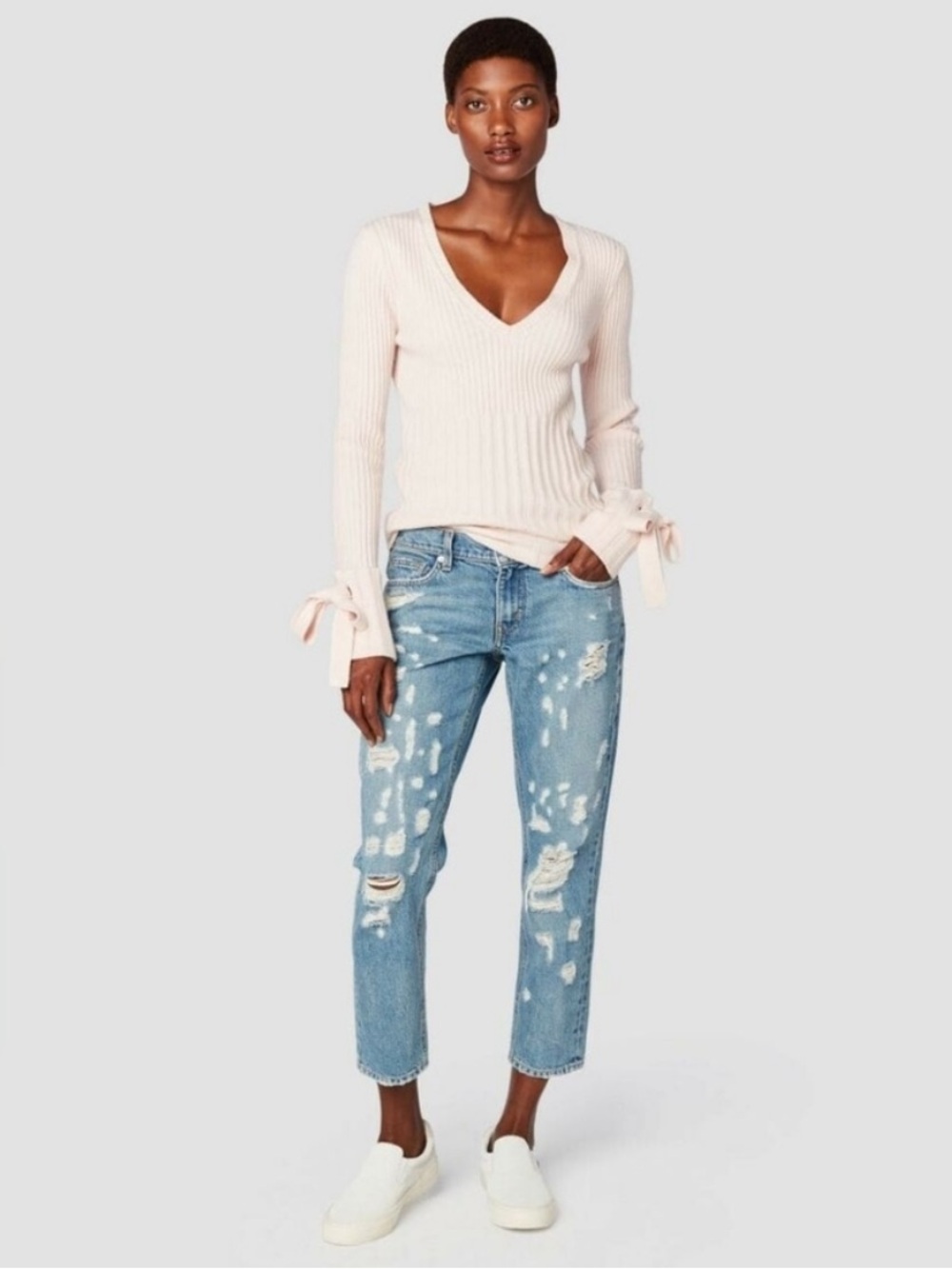 New Derek Lam 10 Crosby Mila Distressed straight leg designer Jeans Size 28